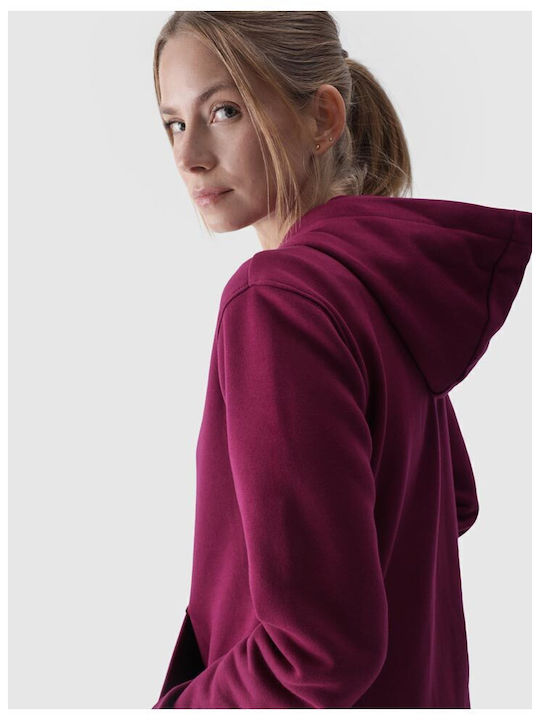 Women's Sweatshirt Jacket Hooded Burgundy