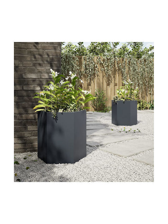vidaXL Set 2 Jardiniere Metalice Cărbune de lemn
