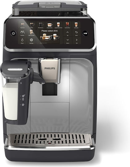 Philips Lattego Αυτόματη Μηχανή Espresso 1500W Πίεσης 15bar για Cappuccino με Μύλο Άλεσης Ασημί EP5546/70