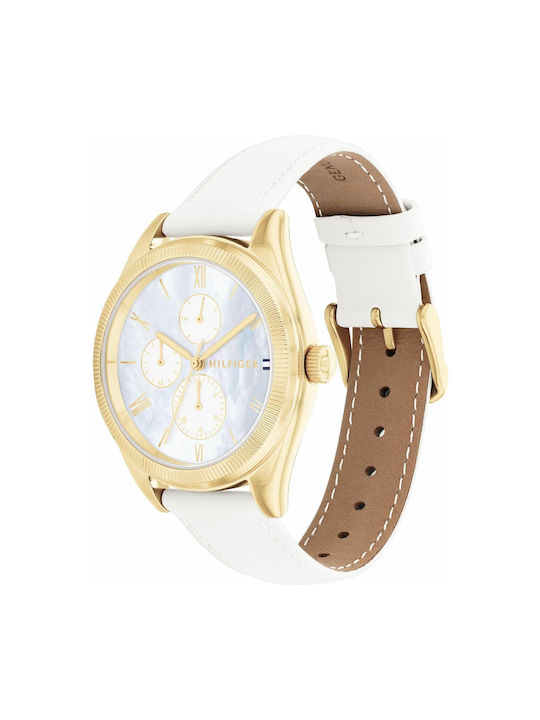 Tommy Hilfiger Watch with White Leather Strap