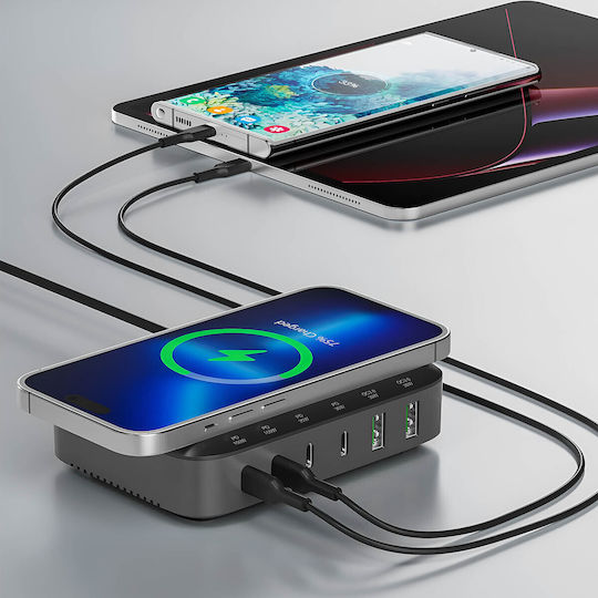 4Smarts Ladestation GaN mit 2 USB-A Anschlüsse und 4 USB-C Anschlüsse 100W Stromlieferung / Schnellaufladung 3.0 in Schwarz Farbe (4S469631)