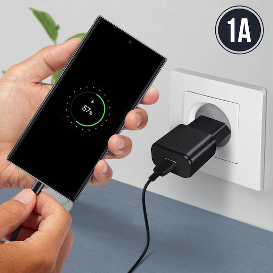 Forever Charger with USB-A Port and Cable USB-C Blacks (GSM032680)