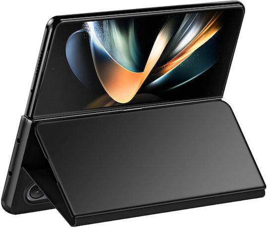 Калъф Clear View за Samsung Galaxy Z Fold 4, огледален капак, стойка за видео, черен
