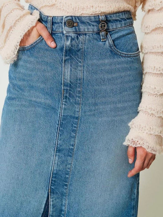 Twinset Denim Fustă Midi în culoarea Albastru