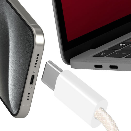 LinQ Braided USB 2.0 Cablu USB-C bărbătesc - USB-C / USB-A 60W Alb 3m (D2932)