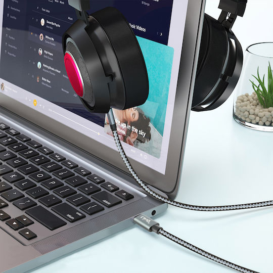 LinQ Braided USB 2.0 Cable USB-C male - 3.5mm Γκρι 1.5m TPC3518