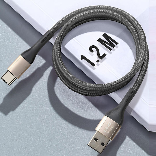 LinQ Braided USB 2.0 Cable USB-C male - USB-A Μαύρο 1.2m TPC9998