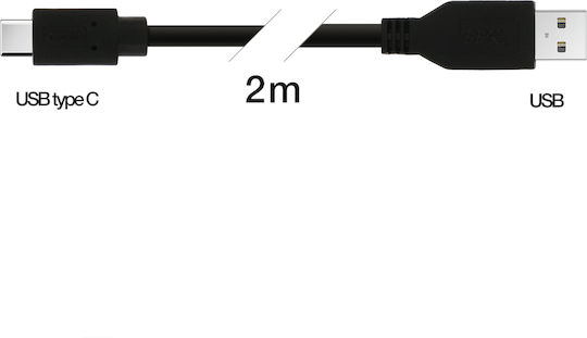 Avizar USB 2.0 Kabel USB-C männlich - USB-A Schwarz 2m (DATA-2M-USBC)