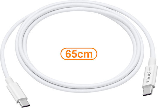 LinQ USB 2.0 Cable USB-C Male - USB-C 100W PD White 0.65m