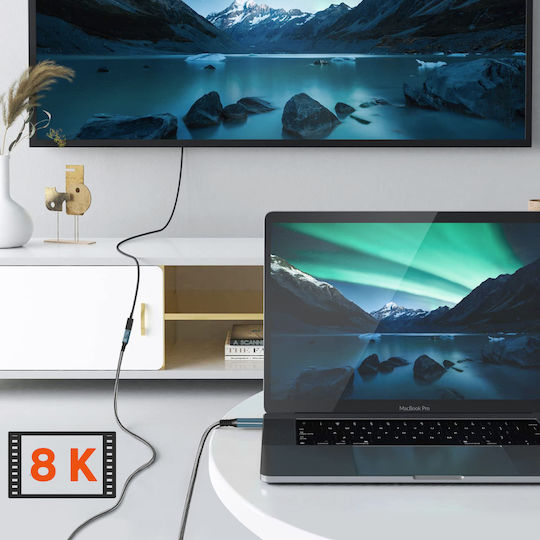 LinQ Braided USB 2.0 Cable USB-C Male - USB-C Female 100W PD Gray 2m T20G2