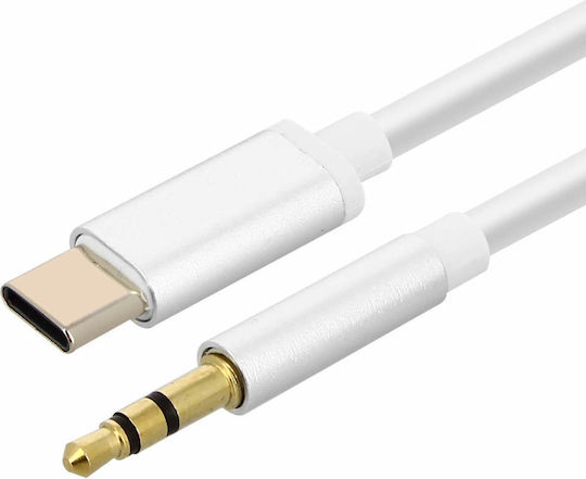 Avizar Редовна USB 2.0 Кабел USB-C мъжки - 3,5 мм мъжки Бял 1м
