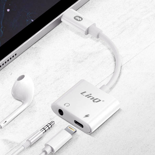 LinQ Конвертор Lightning Мъжки в 3.5mm / Lightning Женски Бял 1 Брой IP7933