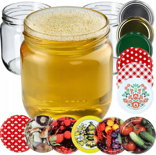 Kadax 12x Borcan 425ml Borcane de Sticlă Conserve Murături Miere Capace Fi82