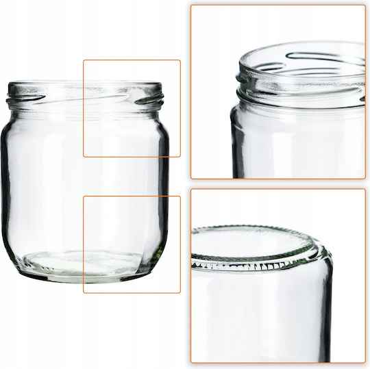 Kadax 12x Borcan 425ml Borcane de Sticlă Conserve Murături Miere Capace Fi82