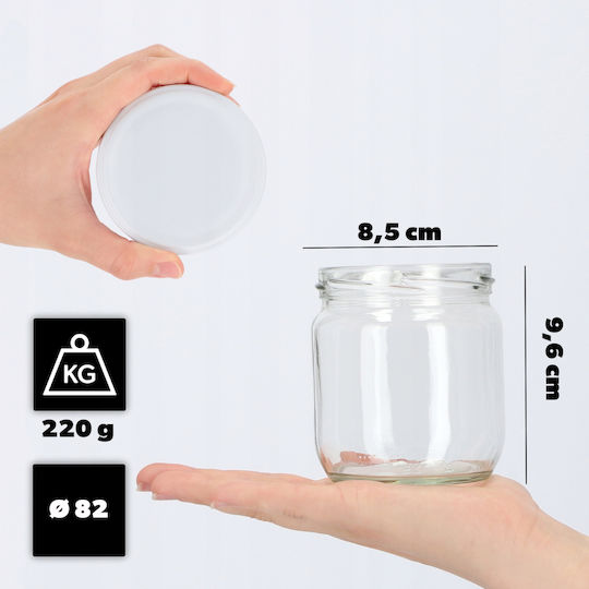 Kadax 12x Borcan 425ml Borcane de Sticlă Conserve Murături Miere Capace Fi82