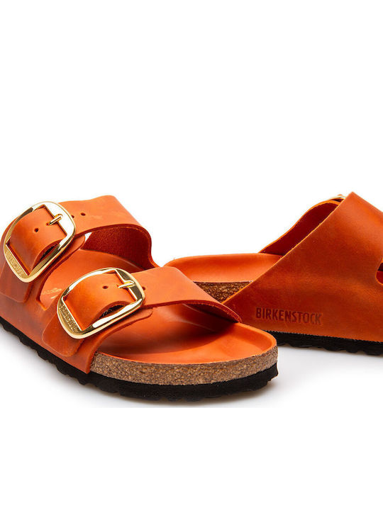 Arizona Leather Women's Flat Sandals in Orange Color Narrow Fit