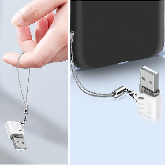 XO Конвертор USB-A мъжки към USB-C женски Бял 1бр NB256D