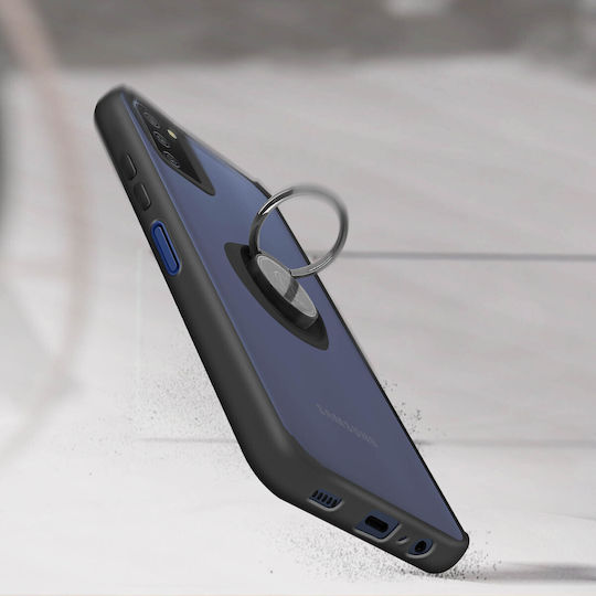 Samsung Galaxy A03s Bi-material Metal Ring Support Black Mobile Phone Case