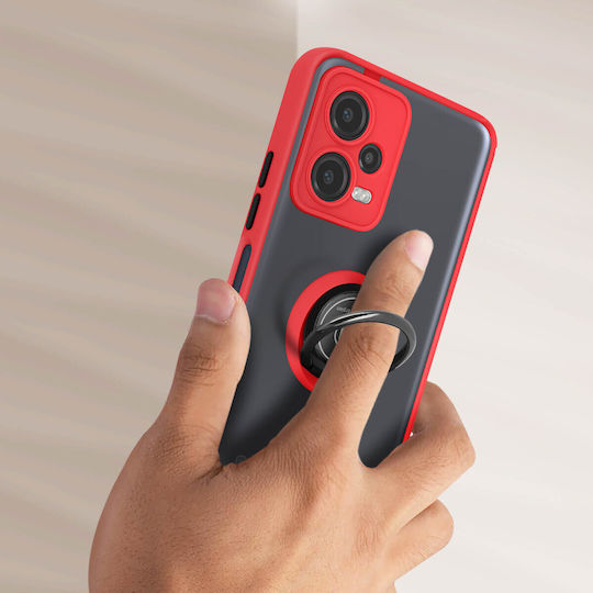 Case Xiaomi Redmi Note 12 5g Bi-material Metallic Ring Video Stand Red