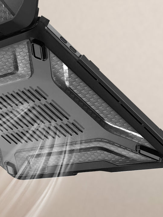 Supcase Чанта Протектор за лаптоп MacBook Pro 13" 2022/2020 Transparent Black BACK-UNIK-BK-MBP1320