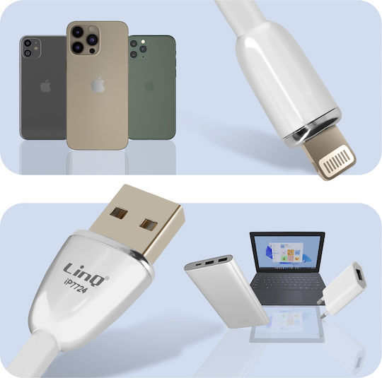 LinQ USB-A to Lightning Cable Λευκό 1.2m (IP7724)