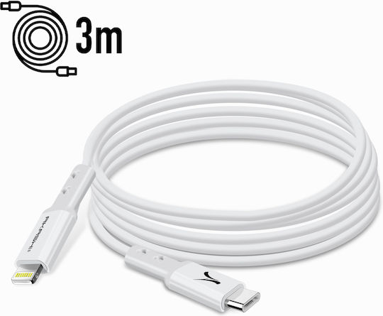 Akashi Редовна USB-C към Lightning кабел Бял 3м (ALTCABLTC3)