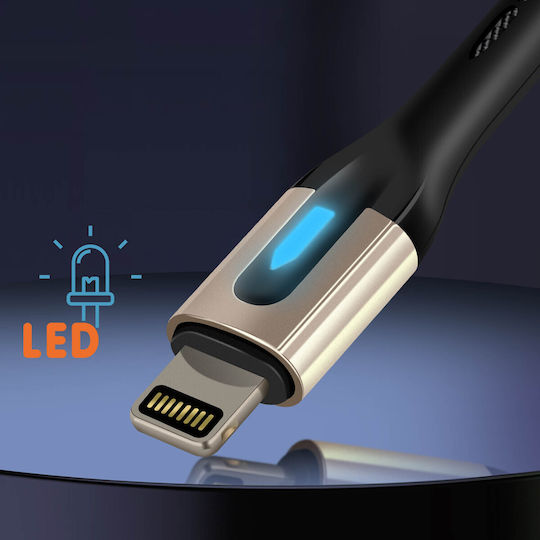 LinQ Braided / LED USB-A to Lightning Cable Μαύρο 1.2m (IP7999)