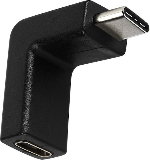 Usb-c Female Adapter Usb-c Male 90° Ultra-compact Black