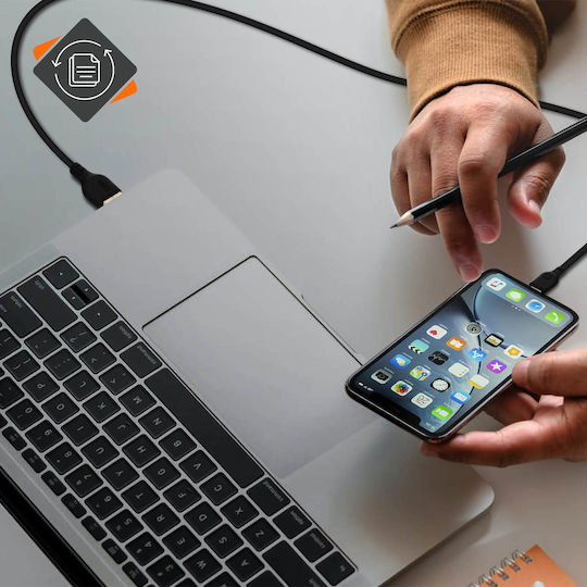 Avizar USB-A to Lightning Cable Μαύρο 2m (DATA-2M-BK-IP5)