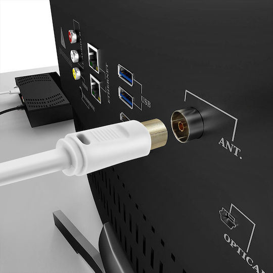 Cablu Antenă TV Coaxial Bărbat-Femeie 9.5mm PVC 10m Linq Alb
