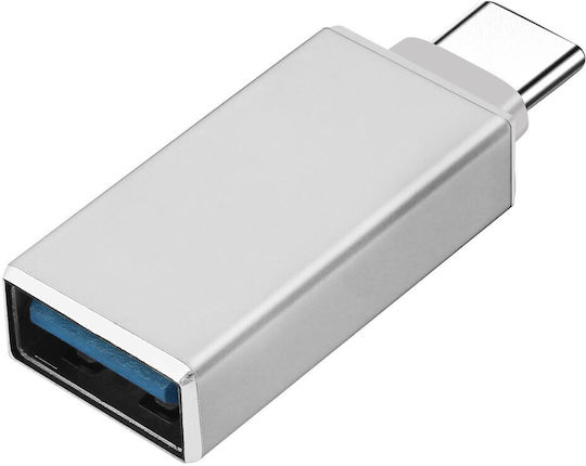 Avizar Μετατροπέας USB-C male σε USB-A female Ασημί 1τμχ OTG-WH-A2C