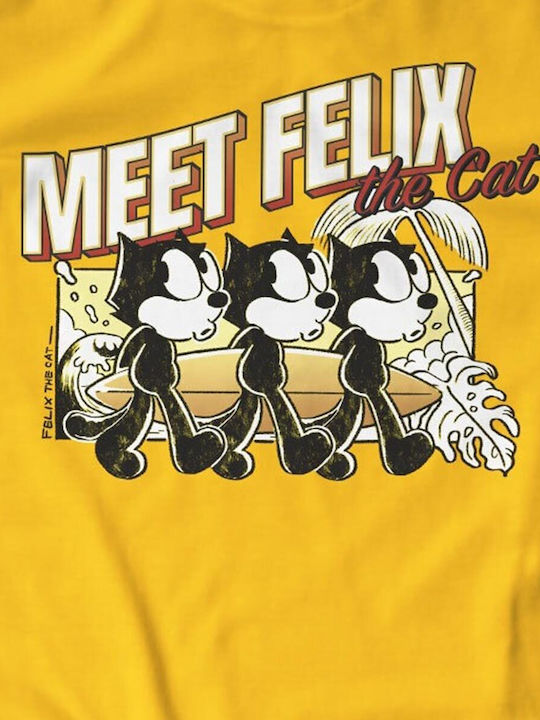 Paperinos Meet Felix The Cat T-shirt Κίτρινο Βαμβακερό