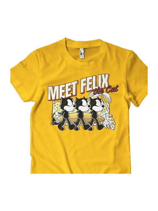 Paperinos Meet Felix The Cat T-shirt Κίτρινο Βαμβακερό
