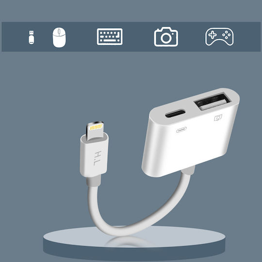 Avizar Μετατροπέας Lightning male σε Lightning / USB-A female Λευκό 1τμχ HL109