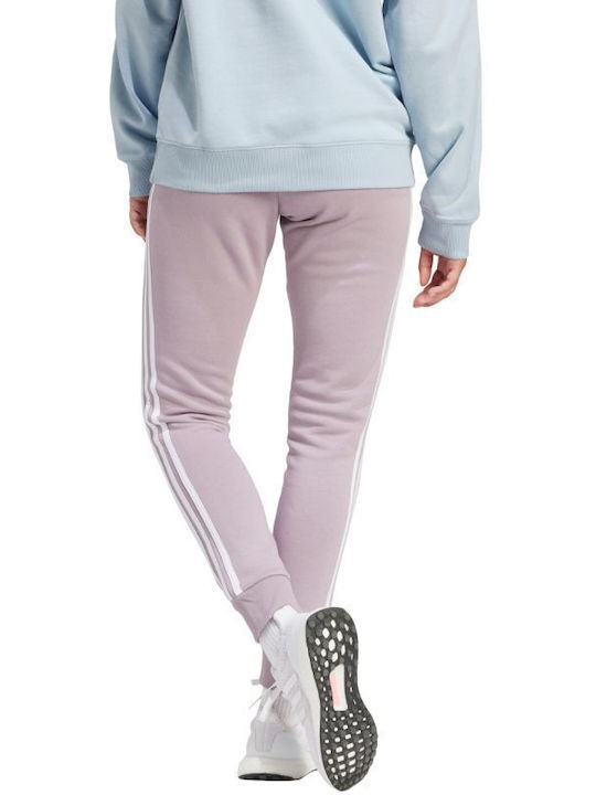 Adidas Essentials 3-stripes Women's Flared Sweatpants Purple Fleece