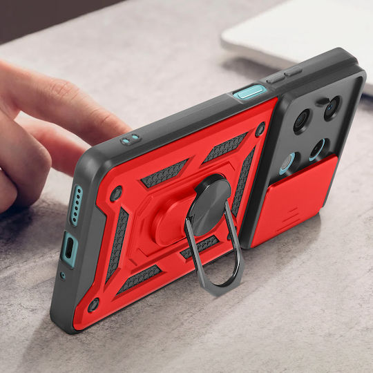 Avizar Ring Case Redmi Note 13 5g Shockproof Camera Cover Red