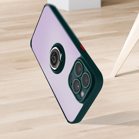 iPhone 14 Pro Hülle Bi-Material Metallring Video-Ständer Grün