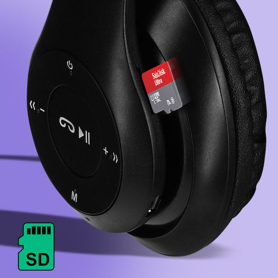 Avizar P15-BK Wireless Wired On Ear Headphones Black