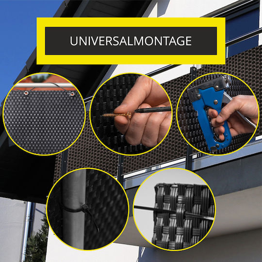 Kadax Balcony Screen Mat Balcony Terrace 0.9x5m Fence Black