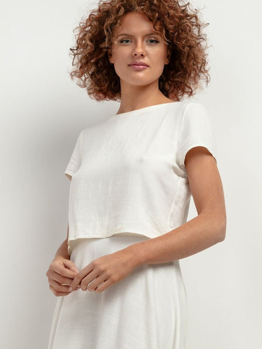 Tessita Summer Women's Linen Blouse White