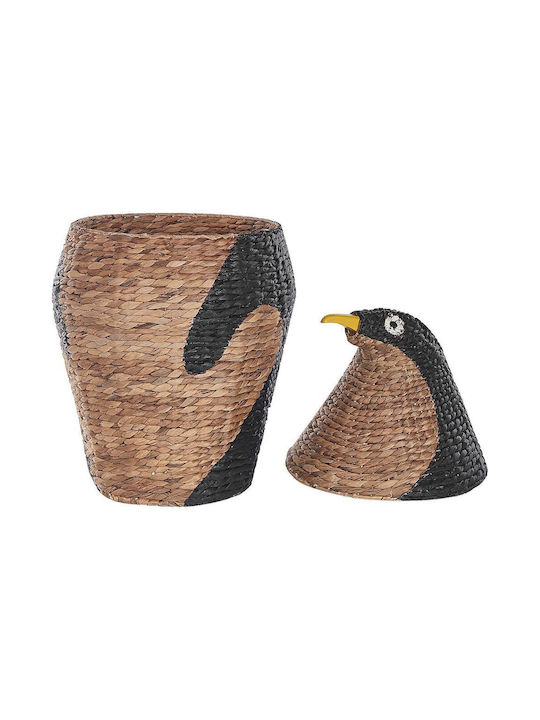Beliani Wicker Storage Basket with Lid Beige 40cm