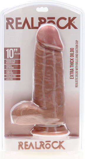 Shots Ρεαλιστικό Dildo με Όρχεις και Βεντούζα Καφέ 25cm