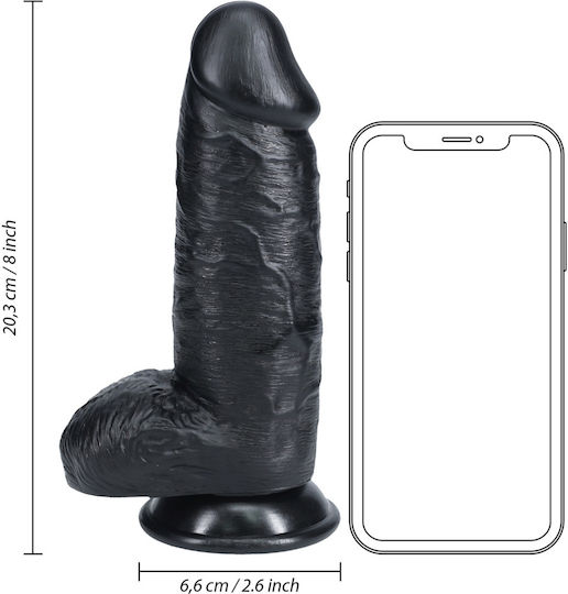 Shots Ρεαλιστικό Dildo με Όρχεις και Βεντούζα Μαύρο 20cm