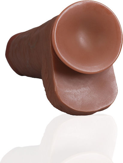 Shots Ρεαλιστικό Dildo με Όρχεις και Βεντούζα Καφέ 25cm