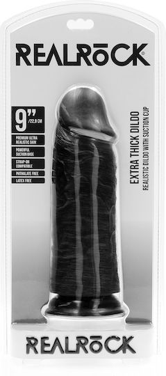 Shots Realistisches Dildo mit Hoden und Saugnapf Schwarz 23cm