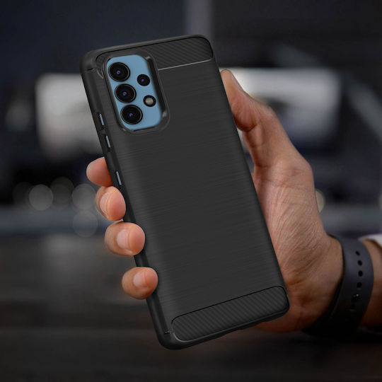 Hülle Samsung Galaxy A32 Silikon Gebürsteter Aluminium-Effekt Schwarz