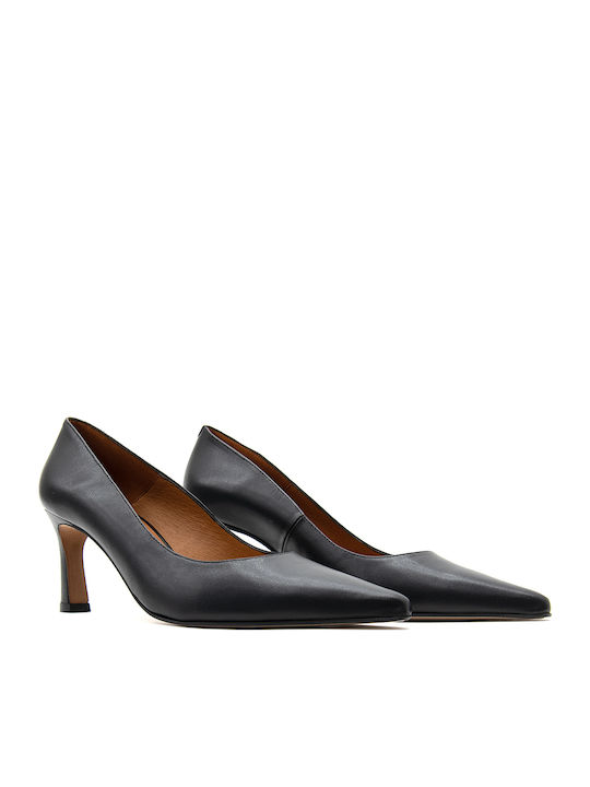 Leder Pumps mit hohem Absatz Schwarz
