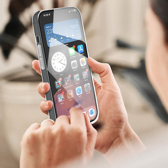 Калъф Iphone 15 Pro Max Мек Прозрачен Закалено Стъкло 9h Черен Bigben