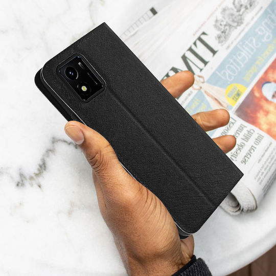 Vivo Y01 Faux-leather Case Video Stand Rigid Back Bigben Black