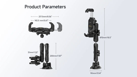 Ulefone Armor Mount Поставка за Мобилен Телефон за Кола с регулируеми куки Черна